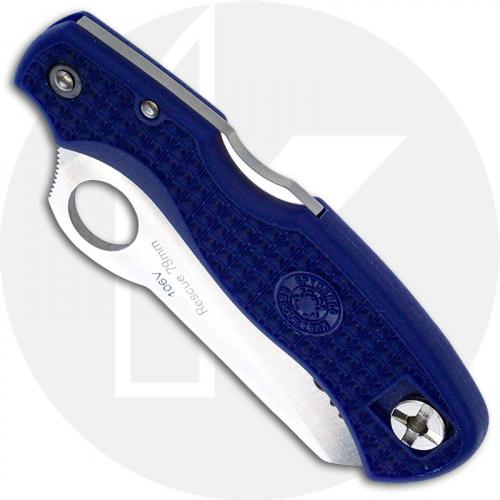 Spyderco Rescue 79mm Knife - C45SBL - Serrated Sheepfoot - Blue FRN - Discontinued Item - Serial # - BNIB