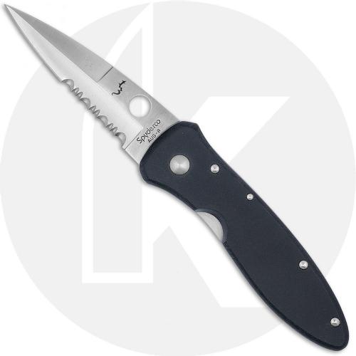 Spyderco Tim Zowada C56PS - Part Serrated AUS-8 Spear Point - Bead Blast Black Micarta - Discontinued Item - Serial Numbered - BNIB - 1999