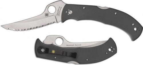 Spyderco Massad Ayoob C60GSGY - Serrated Cru-Wear Blade - Gray G10 - Sprint Run - Made in Japan