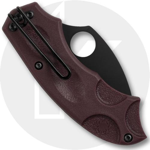 Spyderco Meerkat Lightweight C64BGBKP Knife - Sprint Run - Black CTS PD#1 Leaf - Burgundy FRN - Phantom Lock