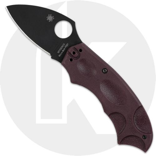 Spyderco Meerkat Lightweight C64BGBKP Knife - Sprint Run - Black CTS PD#1 Leaf - Burgundy FRN - Phantom Lock