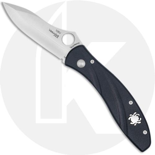 Spyderco Vesuvius C66PBK - ATS-34 Drop Point - Black FRN with Silver Bug Inlay - Discontinued Item - Serial Numbered - BNIB - 2001
