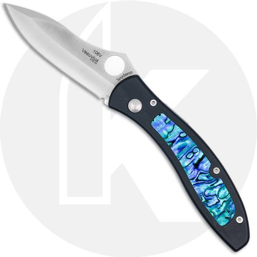 Spyderco Vesuvius C66PBKI - ATS-34 Drop Point - Black FRN with Blue Shell Inlay - Discontinued Item - Serial Numbered - BNIB - 2001