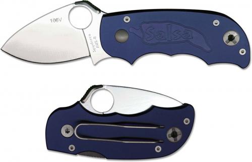 Spyderco Salsa Knife - C71BLP - Plain Edge - Blue Aluminum Handle - Discontinued Item - Serial # - BNIB - Circa 2002