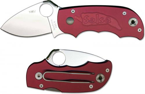 Spyderco Salsa Knife - C71CBP - Plain Edge - Cranberry Aluminum Handle - Discontinued Item - Serial # - BNIB - Circa 2003