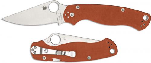 Spyderco Para Military 2 C81GPBORE CPM REX 45 Sprint Run Burnt Orange G10 USA Made