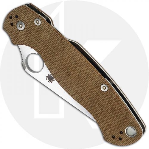 Spyderco Para Military 2 Knife - C81MPCW2 - Cru-Wear Blade - Brown Canvas Micarta - Compression Lock - USA Made