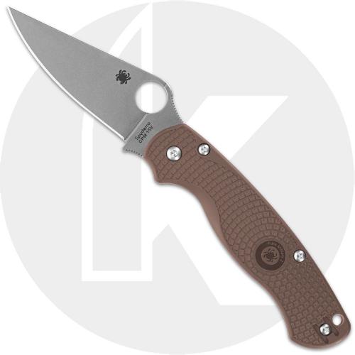 Spyderco Para Military 2 Lightweight C81PBN15V2 Knife - Sprint Run - CPM 15V Blade - Brown FRN - USA Made