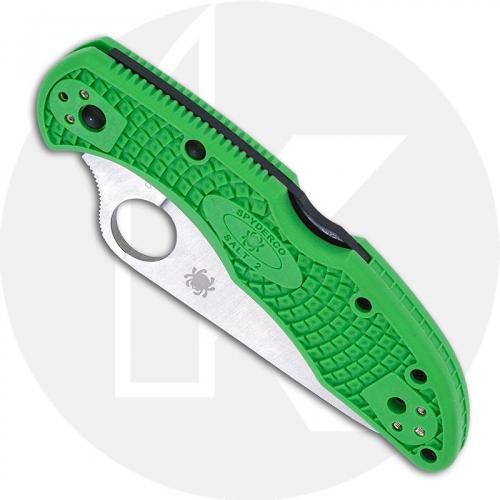 Spyderco Salt 2 Knife - C88FPGR2 - LC200N Drop Point - Green FRN - Lock Back