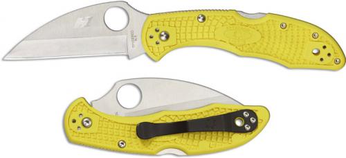 Spyderco Salt 2 Wharncliffe C88PWCYL2 Plain Edge Rust Proof Blade Yellow FRN Lock Back