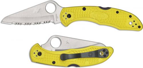 Spyderco C88SYL2 Salt 2 Rust Proof Serrated Blade Yellow FRN Lockback Folding Knife