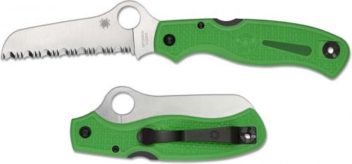 Spyderco Atlantic Salt Knife - C89FSGR - Serrated LC200N Sheepfoot - Green FRN - Lock Back