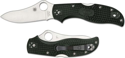 Spyderco C90PGRE2 Stretch 2 ZDP Knife, 3.45 Inch ZDP189 Skinner Style Blade, British Racing Green FRN Handle