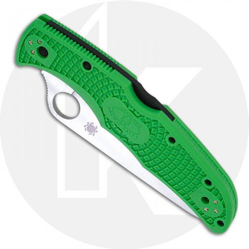 Spyderco Pacific Salt 2 Knife - C91FSGR2 - Serrated LC200N Drop Point - Green FRN - Lock Back