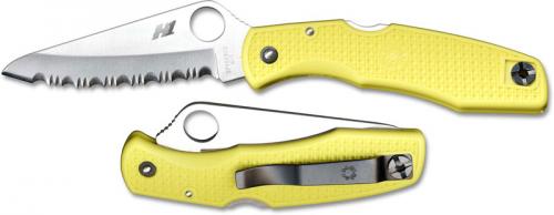 Spyderco Pacific Salt Knife, Yellow Handle Serrated, SP-C91SYL