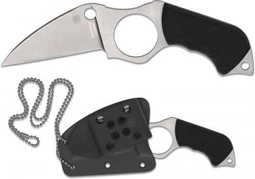 Spyderco Swick 5 Knife FB14P5 - Sal Glesser - LC200N Wharncliffe Fixed Blade - LARGE HOLE - Black G10 - Boltaron Sheath - USA Made