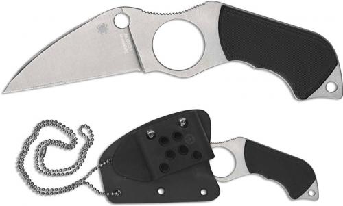 Spyderco Swick 6 Knife FB14P6 - Sal Glesser - LC200N Wharncliffe Fixed Blade - SMALL HOLE - Black G10 - Boltaron Sheath - USA Made