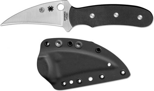 Spyderco Reverse Knife - FB34GP - CTS BD1 Modified Hawk Bill - Reversible Black G10 - Boltaron Sheath - Discontinued Item - Serial # - BNIB