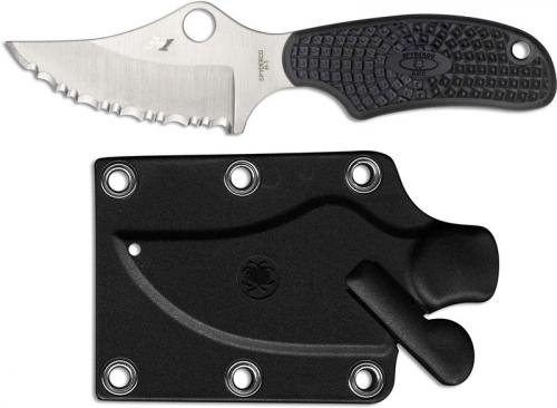 Spyderco FB35SBK ARK Knife, 2.53 Inch Serrated Rustproof H-1 Steel Fixed Blade, Black FRN Handle