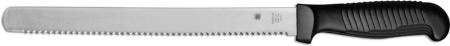 Spyderco K01SBK Bread Knife, 10.24 Inch Serrated Stainless Steel Blade, Stepped Black Polypropylene Handle