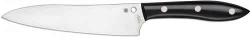 Spyderco K12P Chef's Knife, 7.13 Inch VG10 Stainless Steel Blade, Black Corian Handle