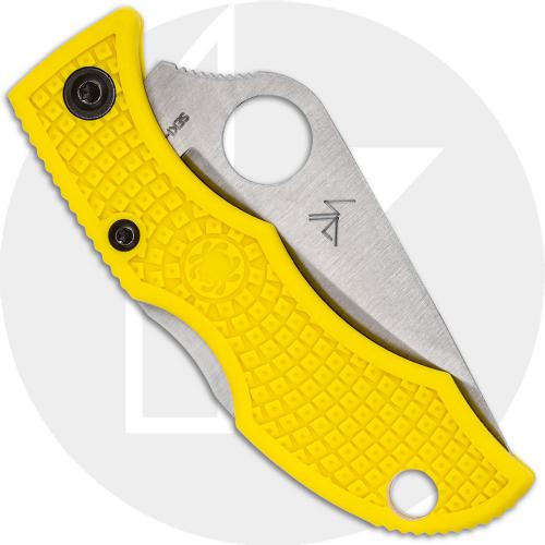 Spyderco Ladybug 3 Salt LYLS3 Knife - Serrated H-2 Clip Point - Yellow FRN