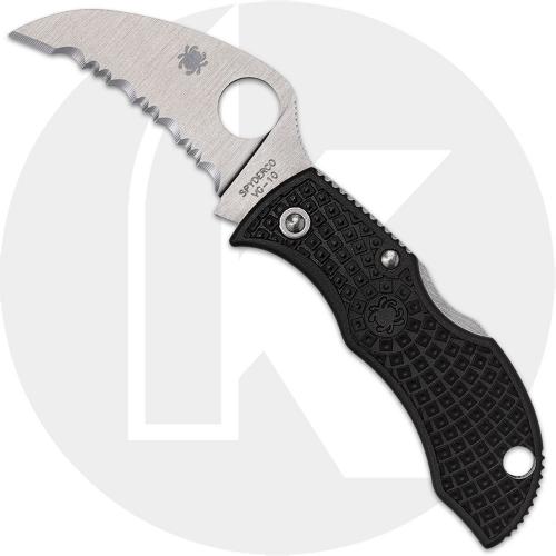 Spyderco Manbug Lightweight MBKHBS Knife - Serrated VG-10 Hawkbill - Black FRN - Lock Back