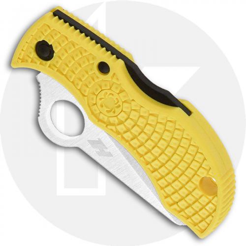 Spyderco MYLS Manbug Salt Lightweight Knife, 1.9 Inch Serrated Rustproof H-1 Steel Sheepfoot Blade, Yellow FRN Handle