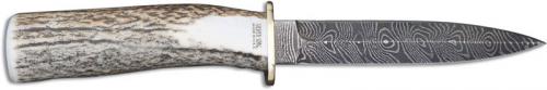 Silver Stag Damascus Dagger, Elk Stick Antler, SS-DDG50