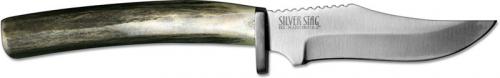 Silver Stag MS425ES Mule Stag D2 Upswept Fixed Blade Knife with Elk Stick Antler Handle USA Made