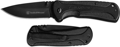 Smith and Wesson SWSA12 Assisted Open Knife Black Drop Point Textured Black Aluminum 1084304