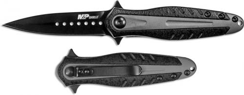 Smith and Wesson M&P Shield Folding Dagger Black Spear Point Black and Gray Aluminum and Nylon Handle 1085892