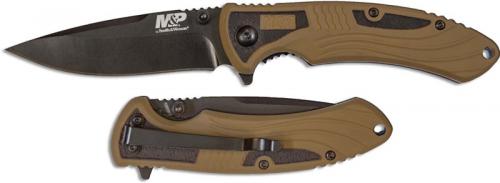 Smith and Wesson M&P M2.0 Ultra Glide Flipper Knife Black Drop Point Flat Dark Earth Rubberized Aluminum 1085902