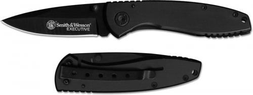 Smith and Wesson Executive Knife Black Ti Drop Point Black Ti Stainless Steel Frame Lock Folder CK110B