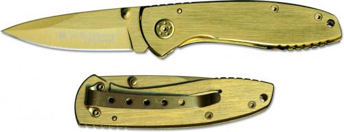Smith and Wesson Executive Knife Gold Ti Drop Point Gold Ti Stainless Steel Frame Lock Folder CK110GL