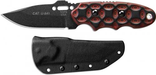 TOPS Knives C.A.T. 200H-02 - Black 1095 Steel Hunters Point - Red / Black Rocky Mountain Bullseye G10