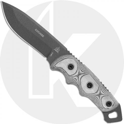 TOPS Knives Cochise Knife CO55 - Tactical Gray 1095 Drop Point - Black Micarta - USA Made