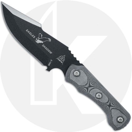 TOPS Knives Eagle's Shadow Knife ESH-01 - Black Traction Coated 1095 - Black Micarta - USA Made
