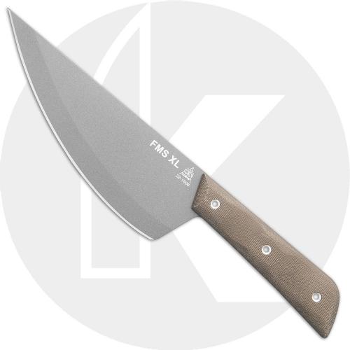 TOPS Knives Frog Market Special XL Knife FMSXL-02 - Steven Dick Camp / Kitchen Knife - Tungsten Cerakote 1095 - Green Micarta - USA Made
