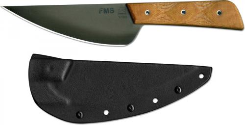 TOPS Knives Frog Market Special Knife FMS-05 - Steven Dick Camp / Kitchen Knife - Black River Wash 1095 Steel - Tan Canvas Micarta - USA Made