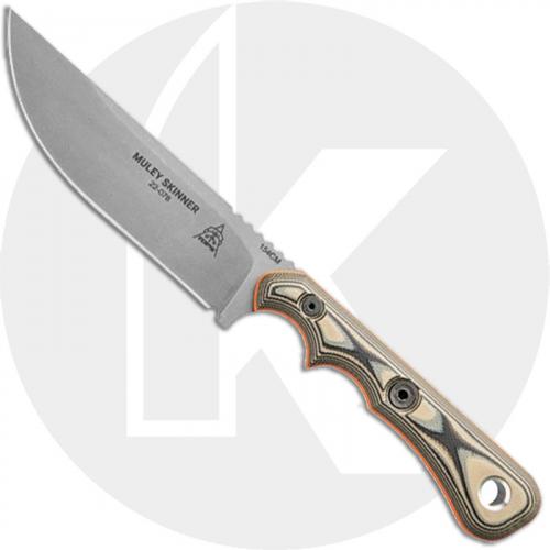 TOPS Knives Muley Skinner MSKIN-01 - Tumbled 154CM Blade - Tan / Black G10 - USA Made
