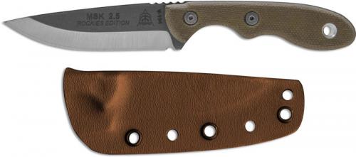 TOPS Knives Mini Scandi Neck Knife MSK-TBF Rockies Edition - Leo Espinoza - Tumble Finish 1095 Steel Blade - Green Micarta