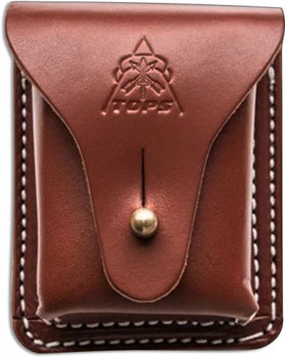 TOPS Knives Bushcraft Pouch SHLLBP-01 Brown Leather with Vertical and Horizontal Carry Belt Loop
