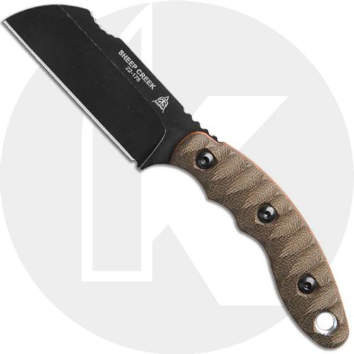 TOPS Knives Sheep Creek SPCK-01 - Rough Terrain 154CM Blade - Tan / Green Micarta - USA Made