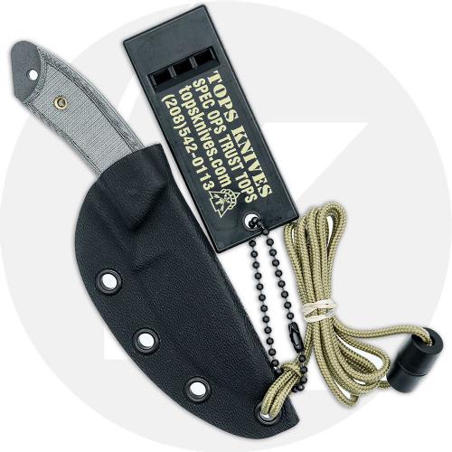TOPS Knives Sparrow Hawke SPH-01 - Tactical Gray 1095 Hunters Point - Black Micarta - USA Made