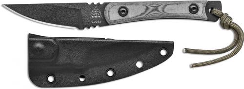 TOPS Knives Street Scalpel SSS07 - Black 1095 Steel Straight Back Blade - Black Micarta