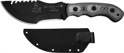 TOPS Knives Tom Brown Tracker 2 TBT-020 - Black Traction Coated 1095 Steel Blade - Black Linen Micarta