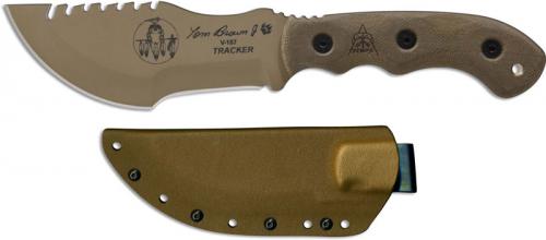 TOPS Knives Tom Brown Tracker 2 TBT02-TAN - Coyote Tan 1095 Steel Blade - Green Micarta