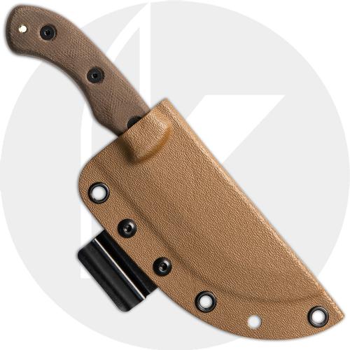TOPS Knives Mini Tom Brown Tracker 4 TBT04-TAN - Coyote Tan 1095 Steel - Green Micarta