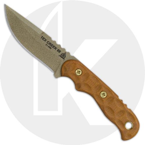 TOPS Knives Tex Creek 69 Knife TEX-69 - Leo Espinoza - Coyote Tan 1095 - Coyote Tan Micarta